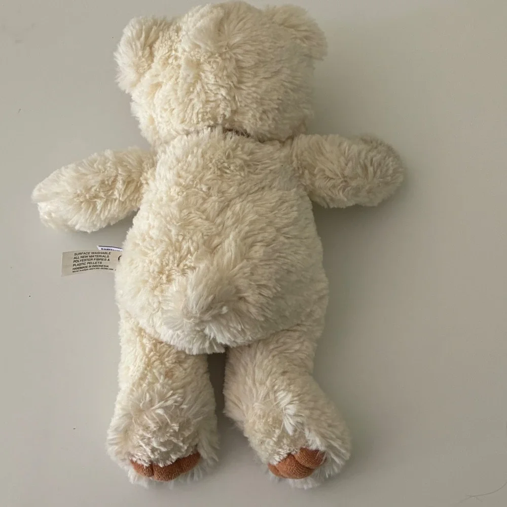 Aurora World Belle Cream Shaggy Teddy Bear Bow Plush Stuffed Animal 12 inch